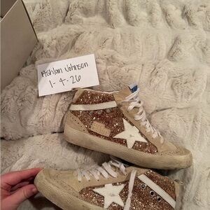 Golden Goose Women's Glitter Sneakers - Gold and Cream